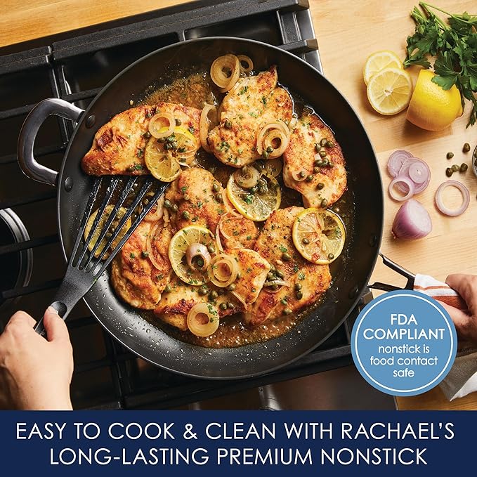 Rachael Ray Cook + Create Hard Anodized Nonstick Frying Pan/Skillet with Helper Handle 14 Inch - Black