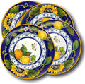 Italian Ceramic dinnerware set - Hand Painted kitchen Dishes sets for 4 - Made in ITALY Tuscany - Italian Pottery dinner plates - Home Decor Sunflower Lemon Ceramics dishes set - Service For 4