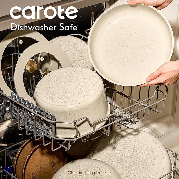 CAROTE 22PCS Pots and Pans set Non Stick Ceramic Cookware Set RV Kitchen Cooking Set Removable Handles Oven Safe Induction Coolware Non-toxic Kitchen Cooking Set PFAS and PFOA Free