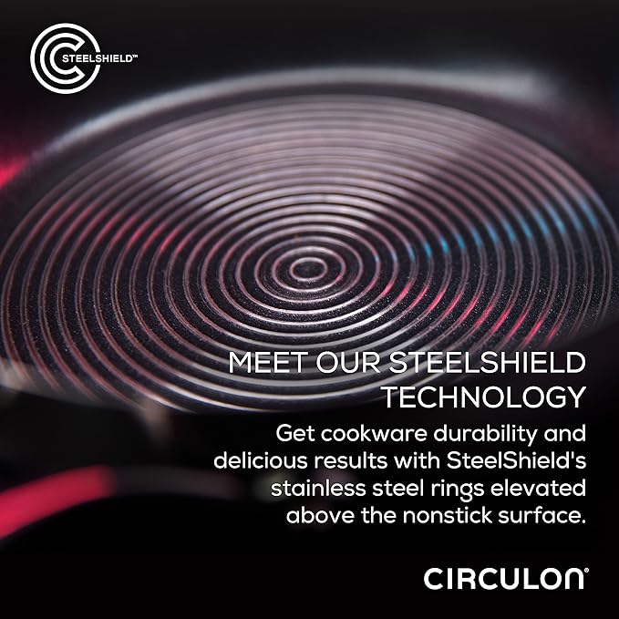 Circulon Stainless Steel Cookware Pots and Pans Set with SteelShield Hybrid Stainless and Nonstick Technology