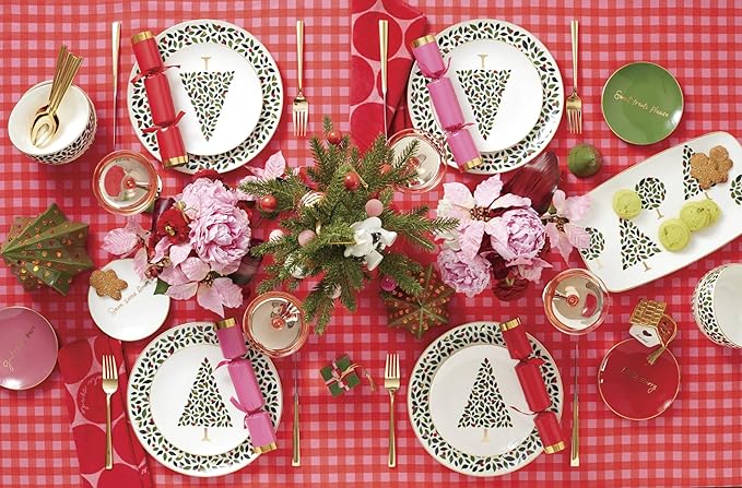 kate spade new york Evergreen 12-Piece Dinnerware Set 12 Count Ivory Christmas Dinnerware Set Holiday Hosting