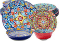 Dinnerware Set Service for 4 Plates and Bowls Set Ceramic Dishes Set for 4 Microwave and Dishwasher Safe Scratch Resistant Bohemian Style