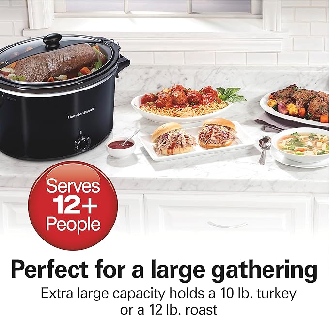 Hamilton Beach 24782 Retro Toaster with Wide Slots Sure-Toast echnology &amp Slow Cooker Extra Large 10 Quart Stay or Go Portable With Lid Lock