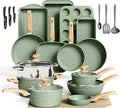 30 Piece Pots and Pans Set Non Stick Granite Induction Cookware Sets Nonstick Kitchen Cookware Sets Non Toxic Cookware Set with Frying Pans and Saucepan Kitchen Pots and Pans Set Green
