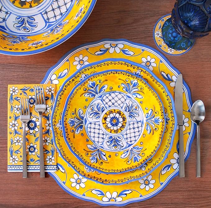 Le Cadeaux 12 Piece Luxury Melamine Dinnerware Set Service for 4 (Benidorm)