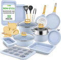 NutriChef 22‑Piece Non‑Stick Ceramic Pots and Pans Set – For All Cooktops Including Induction – PTFE &amp PFAS Free Includes Bakeware &amp Utensils