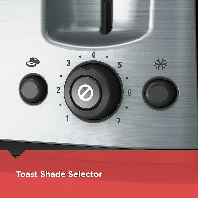 BLACK+DECKER 4-Slice Toaster Extra Wide Slots 7 Shade Settings 1400 Watts Frozen and Bagel Buttons Toast Shade Selector Extra Lift