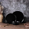 Vesteel Dinnerware Sets for 4 12Pcs Premium Plates and Bowls Set Farmhouse Handmade Stoneware Sets for Home Restaurant Microwave &amp Dishwasher Safe Matte Blue