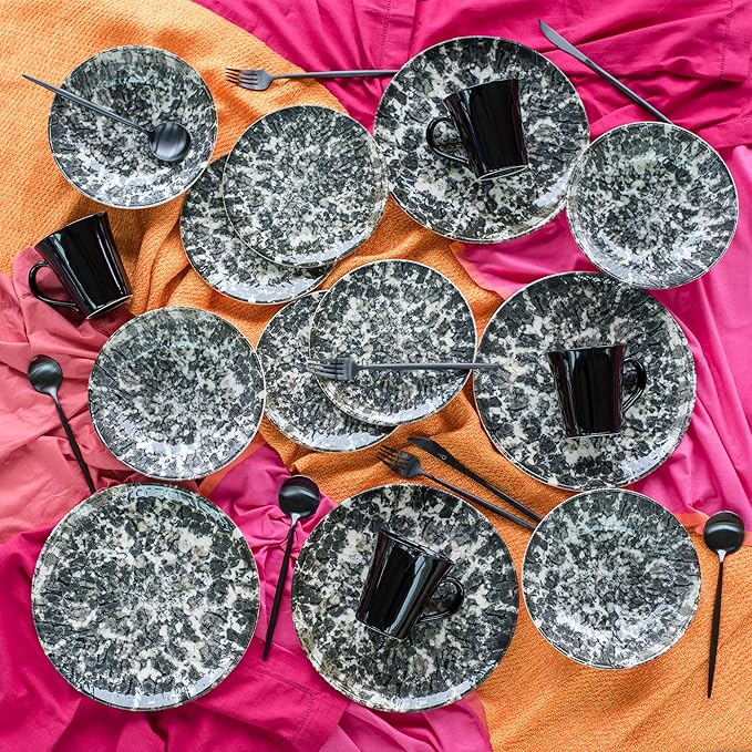 Manhattan Comfort Daily Unni 16 Piece Dinner Set Service for 4 in Multi Color Charcoal