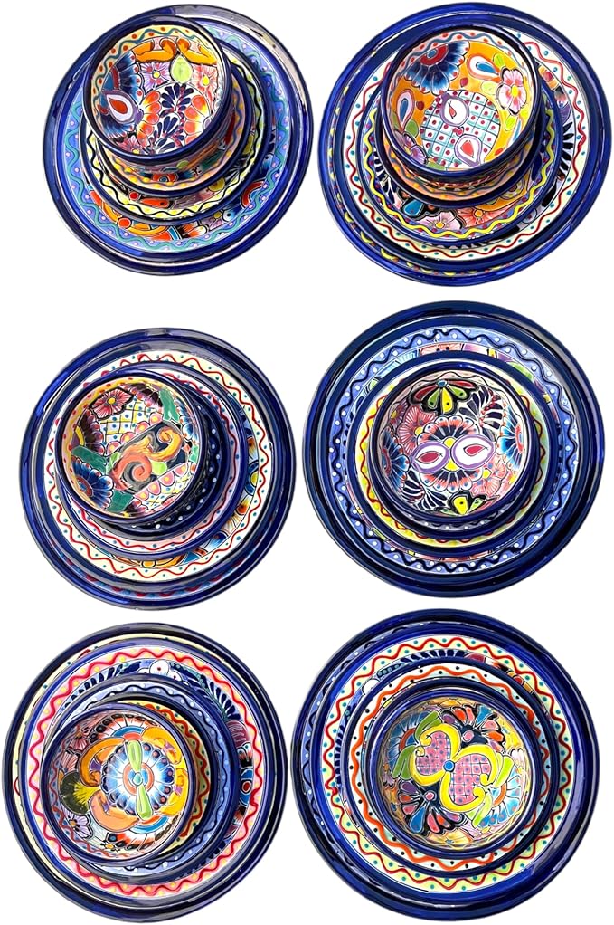 30-Piece Talavera Dinnerware Set | Colorful Tableware (Seats 6)