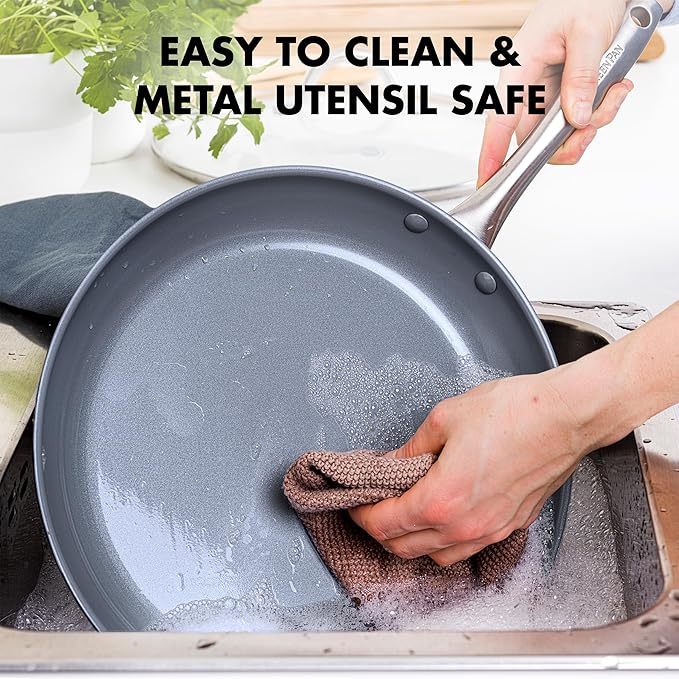 GreenPan Lima Hard Anodized Healthy Ceramic Nonstick 12 Piece Cookware Pots and Pans Set PFAS-Free Oven Safe Gray