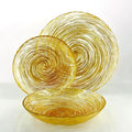 Red Pomegranate Volute Glass Dinnerware Set Set of 18 pcs Gold