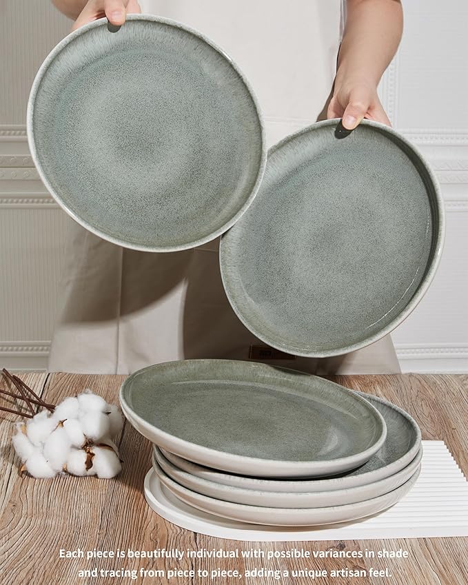 12 Piece Dinnerware Set Includes 6 Piece Dinner Plate Set Combo Gradient Green