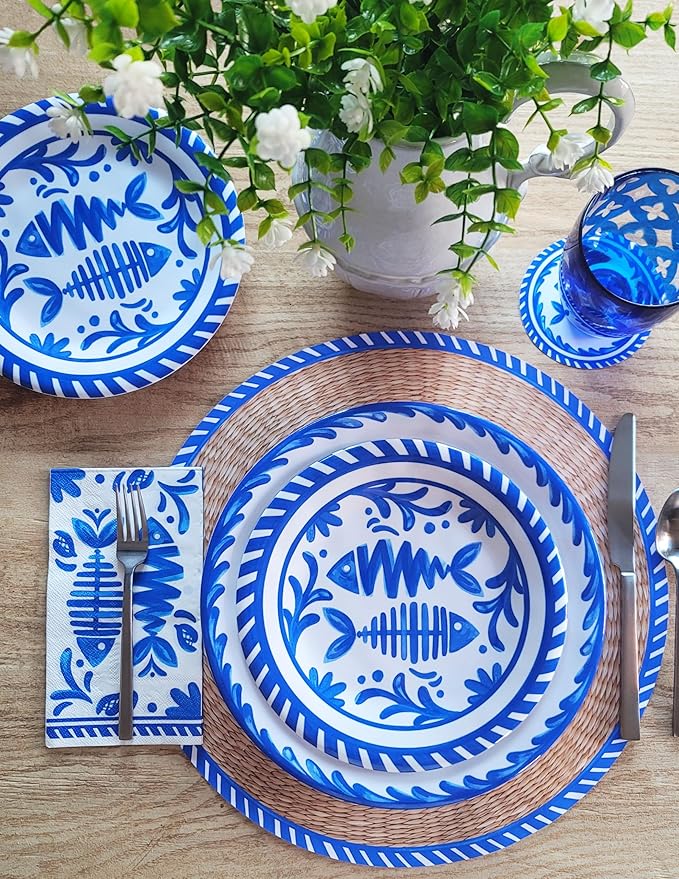 Le Cadeaux 12 Piece Luxury Melamine Dinnerware Set Service for 4 MEDITERRANEO
