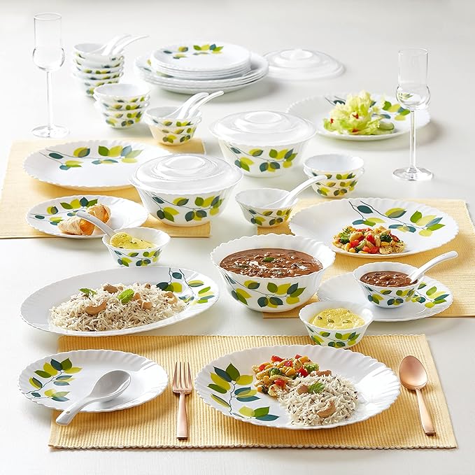 Borosil Gourmet Dinnerware Set For 6 19 Pieces White Dinner Plates and Bowls Sets Chip Resistant Tempered Opal Glass Stain Resistant Dishwasher &amp Microwave Safe Dinner Set For Gifting Serves