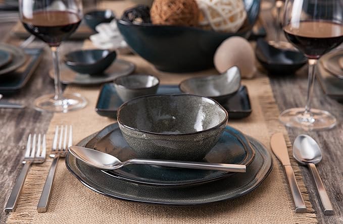 Fortessa D&ampV Ston Porcelain Dinnerware Tilt Bowl 8.5-Inch Set of 3 Mist