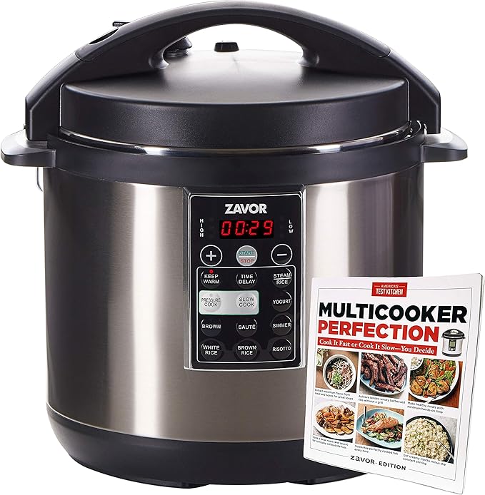 Zavor LUX 8 Quart Multi-cooker with America's Test Kitchen Multicooker Perfection Cookbook Stainless Steel