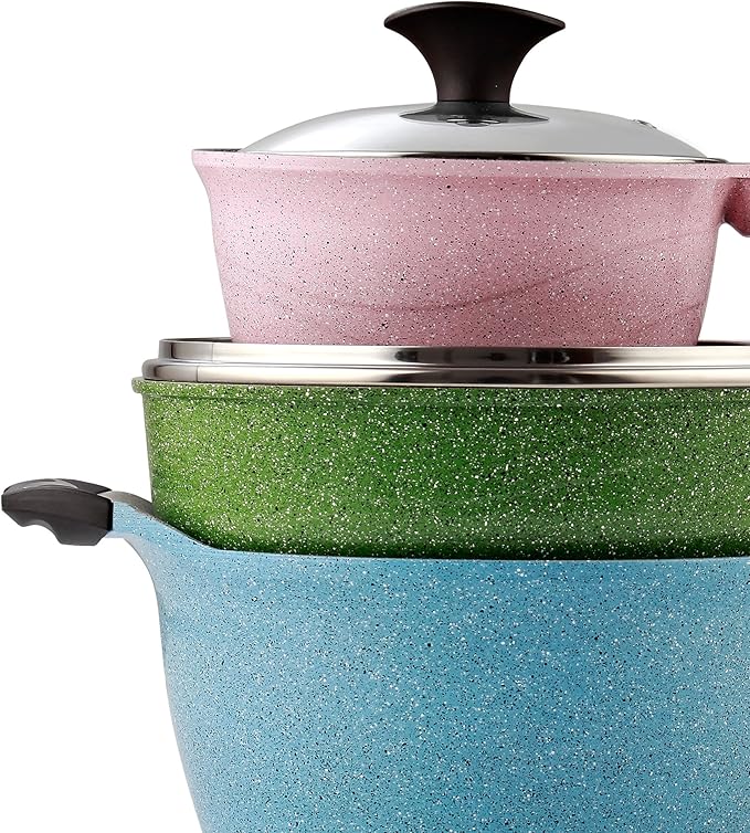 Cook N Home 6-Piece Nonstick Ceramic Coating Cookware Set Multicolor