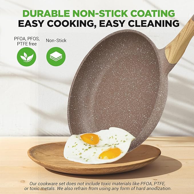 Nutrichef 22-Piece Marble Non-Stick Cookware and Bakeware Set - Professional Home Kitchen Collection with Multi-Sized Pots Pans and Heat-Resistant Tools