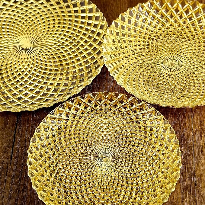 Red Pomegranate PAVO Glass Dinnerware Set Set of 12 pcs Gold