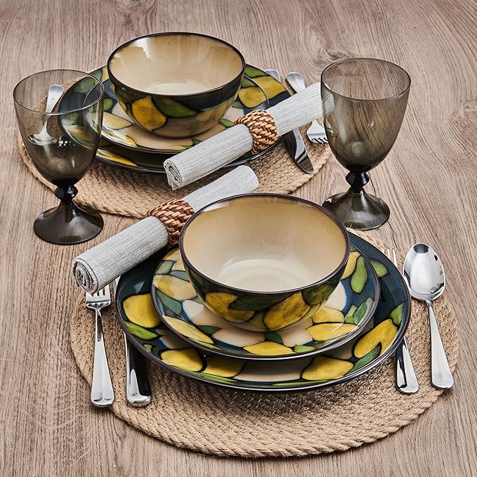 Pfaltzgraff Painted Lemons 12 Piece Dinnerware Set Service for 4