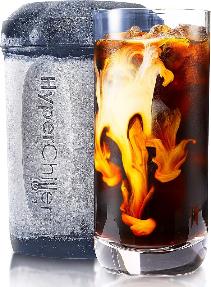 HyperChiller HC2BG Patented Iced Coffee/Beverage Cooler NEW IMPROVEDSTRONGER AND MORE DURABLE! Ready in One Minute Reusable for Iced Tea Wine Spirits Alcohol Juice 12.5 Oz Slate Blue