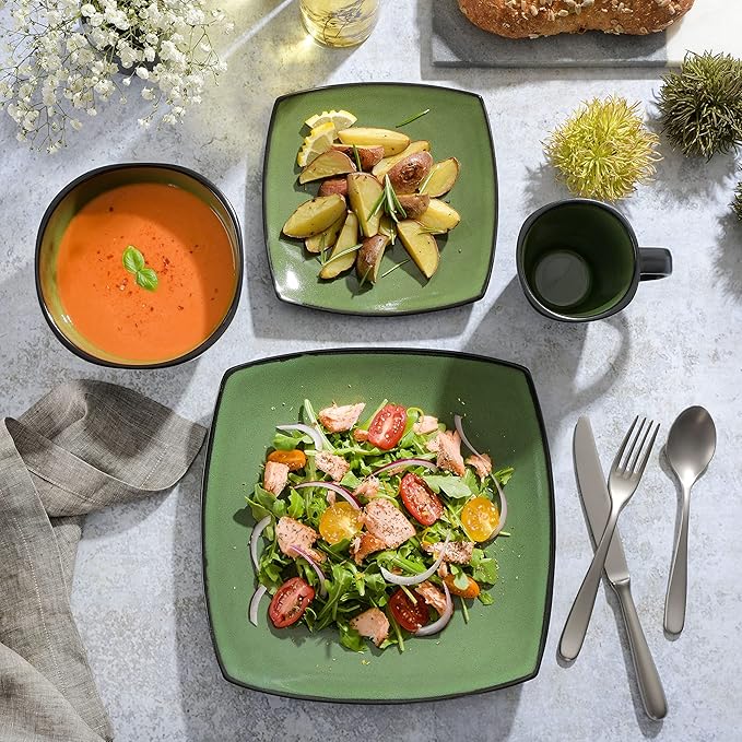 Gibson Elite Soho Lounge 16 Piece Dinnerware Set Green