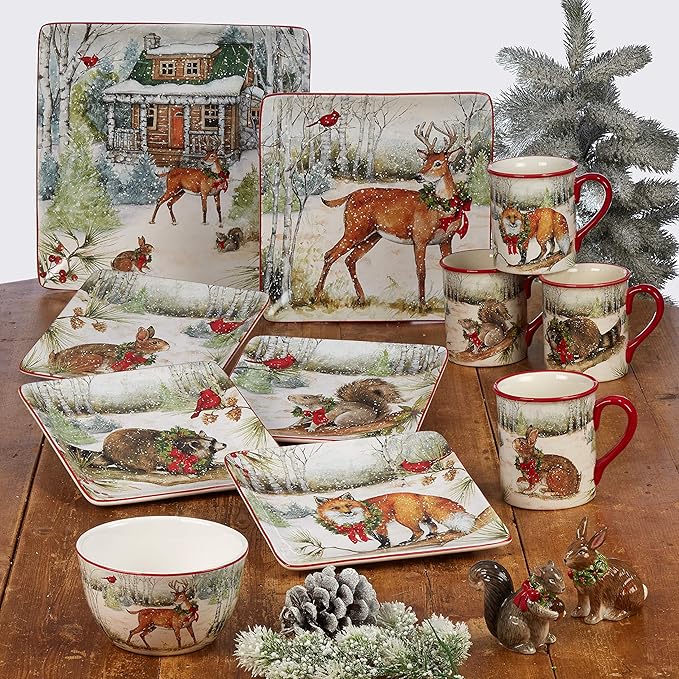 Certified International Winter Forest 16pc Dinnerware Set Service for 4