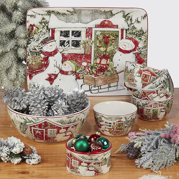Certified International Snowman's Farmhouse 16 Pc. Dinnerware Set Service for 4