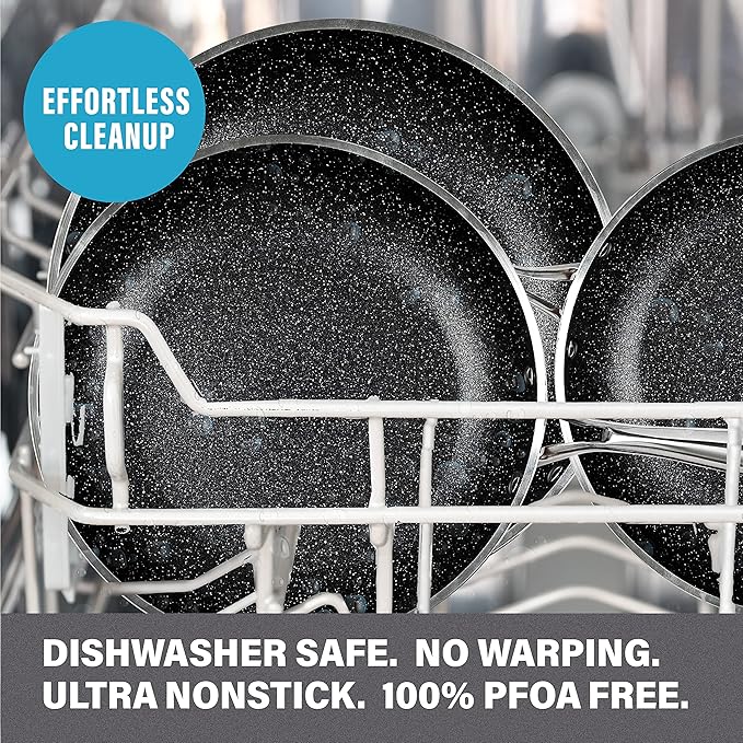 Granitestone 20-Piece Nonstick Pots and Pans Set with Bakeware &amp Steamer Diamond-Reinforced Cookware Set Deep Frying Pan Non-Toxic PFOA PFOS Free Metal Utensil Safe Dishwasher &amp Oven Safe