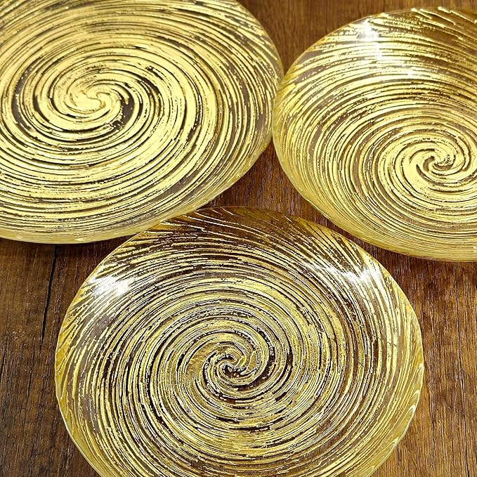 Red Pomegranate Volute Glass Dinnerware Set Set of 18 pcs Gold