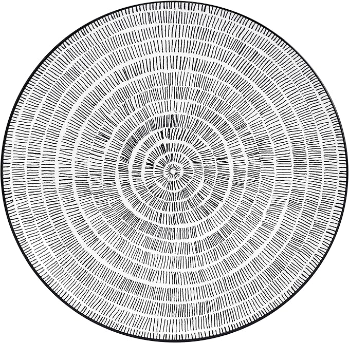 Pfaltzgraff Sketch Serenade Geometric 12 Piece Plates Bowls Dinnerware Set Black and White
