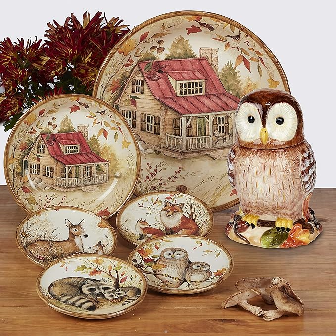 Certified International Pine Forest 16 pc Dinnerware Set Service for 4 BROWN