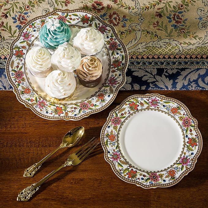 ACMLIFE Fine China Dinnerware Sets for 4 3 Tier Cupcake Stands for Dessert Table