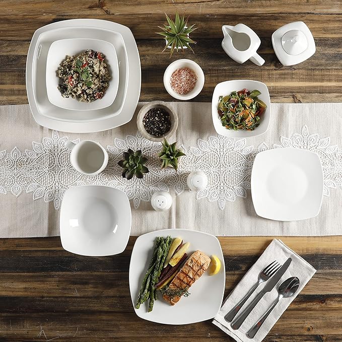 Gibson Home Zen Buffetware 39 Piece Dinnerware Set  White