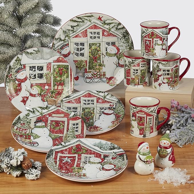 Certified International Snowman's Farmhouse 16 Pc. Dinnerware Set Service for 4