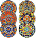 vancasso Colorful Dinner Plates Set of 6 10.5 Inch Ceramic Kitchen Plates for Dinner Bohemian Printed Dishes for Dining Microwave &amp Dishwasher Safe Plate Set Series KRVI