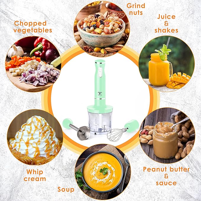 Moss &amp Stone Hand Blender Electric With Egg Whisk &amp Chopper Powerful 300 Watt Stick Blender Hand Mixer Set Stainless Steel Shaft &amp Blades Handheld Blender With Ergonomic Handle