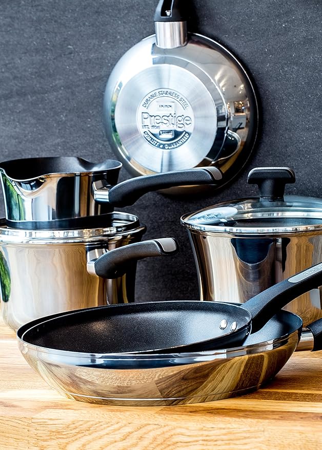 Prestige 3 Piece Set-Silver Durasteel Induction Stainless Steel Saucepan Set of 3