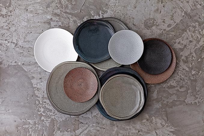 D&ampV 6 Piece Cobble TechnoCeram Dinnerware Plate Set 8.25 Matte Grey