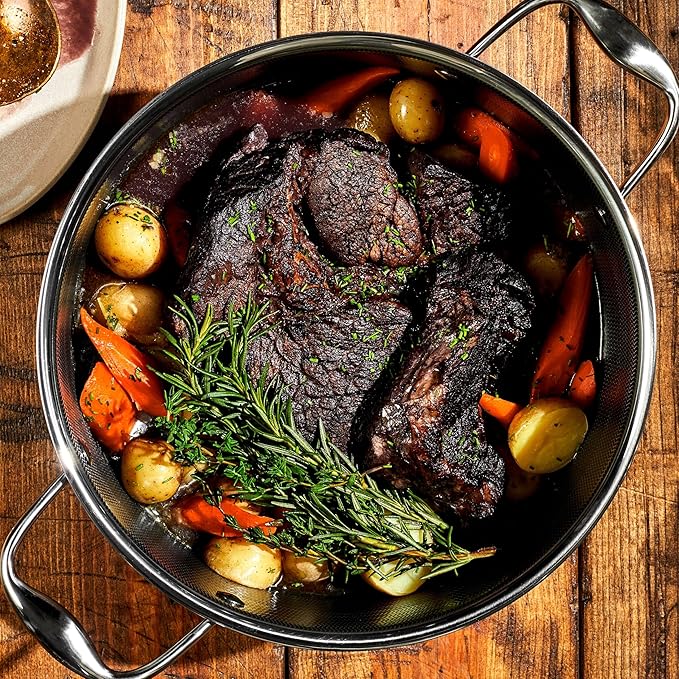 HexClad Hybrid Nonstick 6-Piece Cookware Set 5Qt Dutch Oven with Lid 5.5Qt Sauté Pan with Lid and 10Qt Stockpot with Lid Stay-Cool Handles Dishwasher and Oven-Safe Induction Ready
