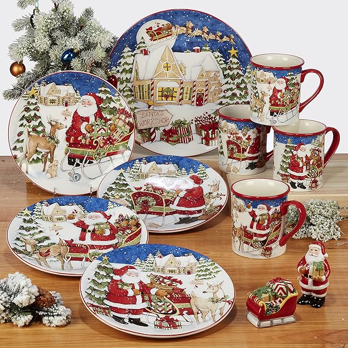 Certified International Santa's Workshop 16 Pc. Dinnerware Set Service for 4
