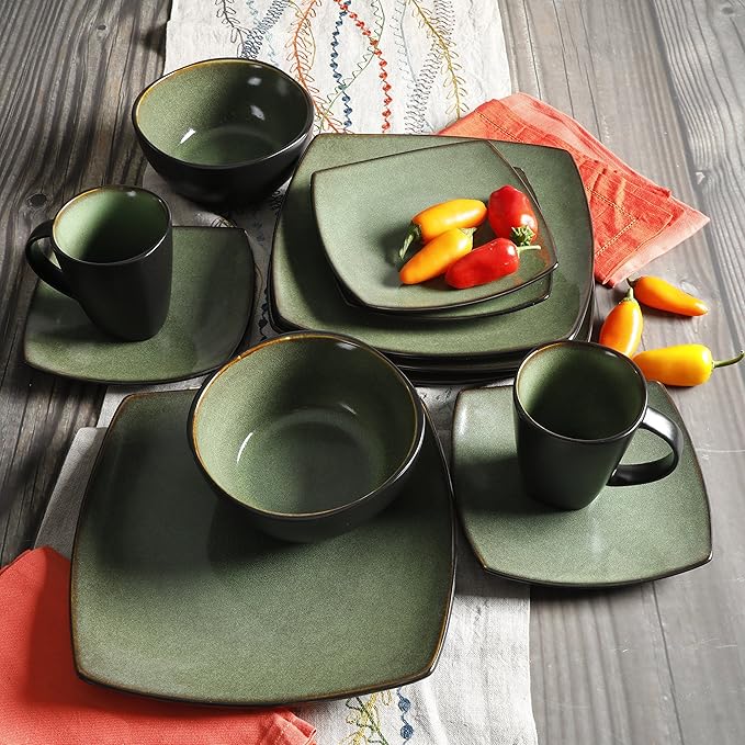 Gibson Elite Soho Lounge 16 Piece Dinnerware Set Green