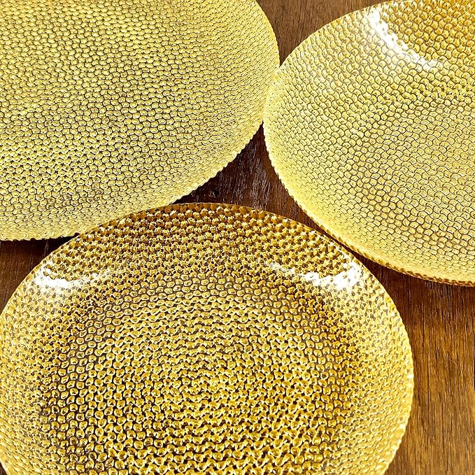 Red Pomegranate Cabana Glass Dinnerware Set Set of 18 pcs Gold