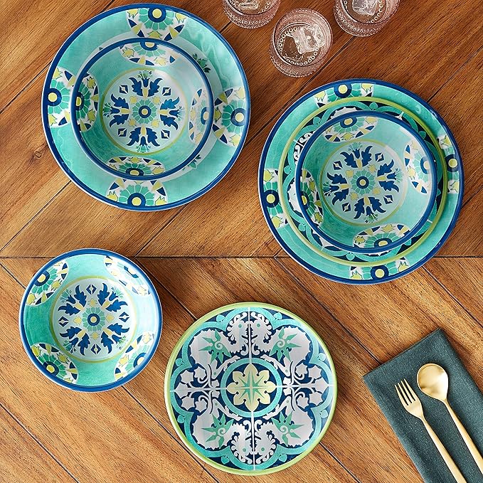 Certified International GRAN12PC Granada Melamine 12 pc Dinnerware Set Service for 4 Multicolored