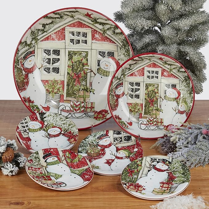 Certified International Snowman's Farmhouse 16 Pc. Dinnerware Set Service for 4