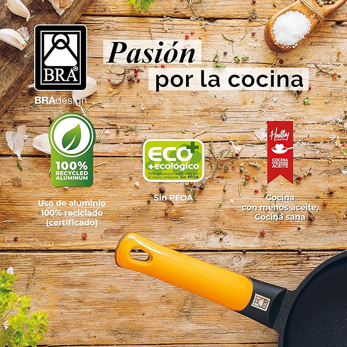 Braisogona Efficient Aluminium 3 Frying Pans Set Orange