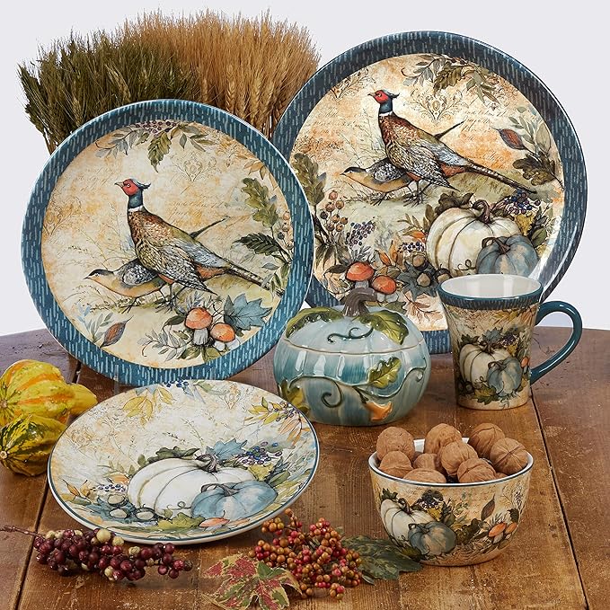 Certified International Harvest Gatherings 16pc Dinnerware Set + Oval Platter