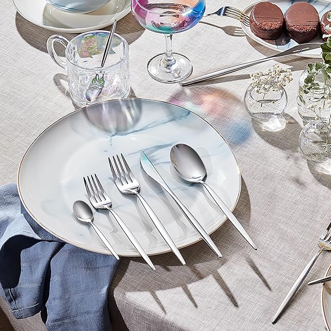 Karaca Lizbon - 18/10 Stainless Steel Silverware Set for 6 30 Piece Heavy Duty Flatware Set Dishwasher Safe Modern Cutlery incl. Kitchen Forks Spoons Knives Eating Utensils Sets - Silver