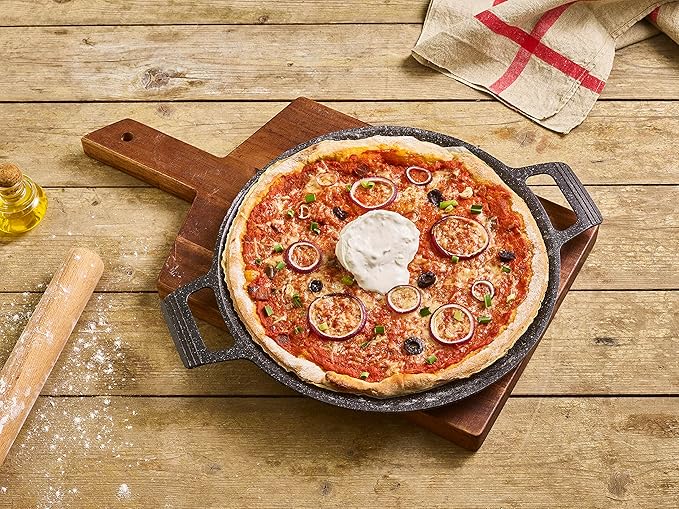 Pradel Excellence - 52415M - Pizza Dish 32 cm Stone Look Cast Aluminium Suitable for All Heat Sources Including Induction